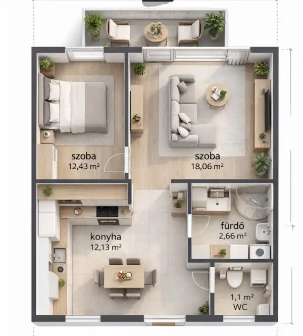 Eladó téglalakás, Vác 1+1 szoba 47 m² 64 M Ft
